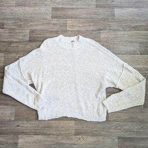 Free People Cream Beige Knit Crewneck Sweater Size Large